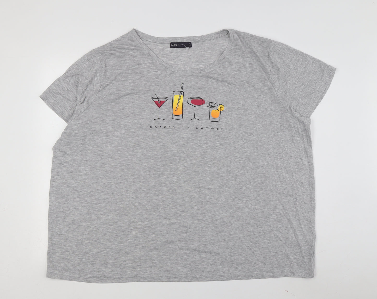 Marks and Spencer Women's Grey T-Shirt Size 24