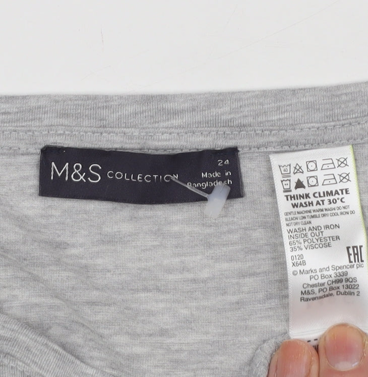 Marks and Spencer Women's Grey T-Shirt Size 24