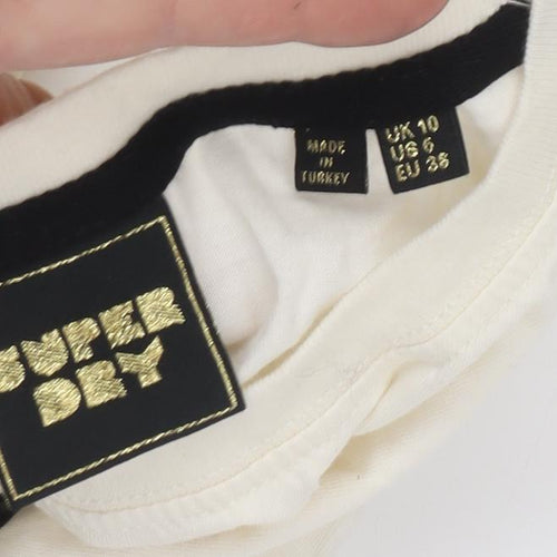Superdry Women's Ivory T-Shirt Size 10 Crew Neck