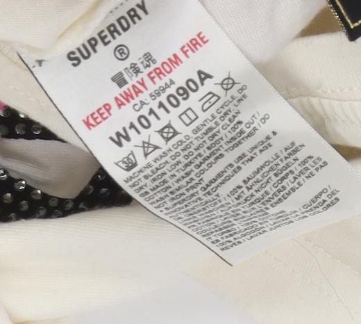 Superdry Women's Ivory T-Shirt Size 10 Crew Neck