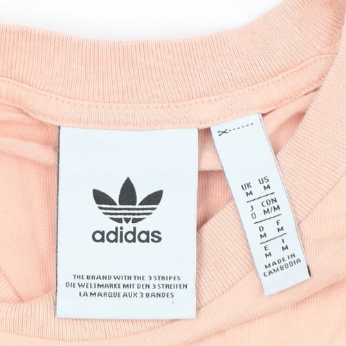 Adidas Unisex Pink White T-Shirt M Crew Neck Raglan