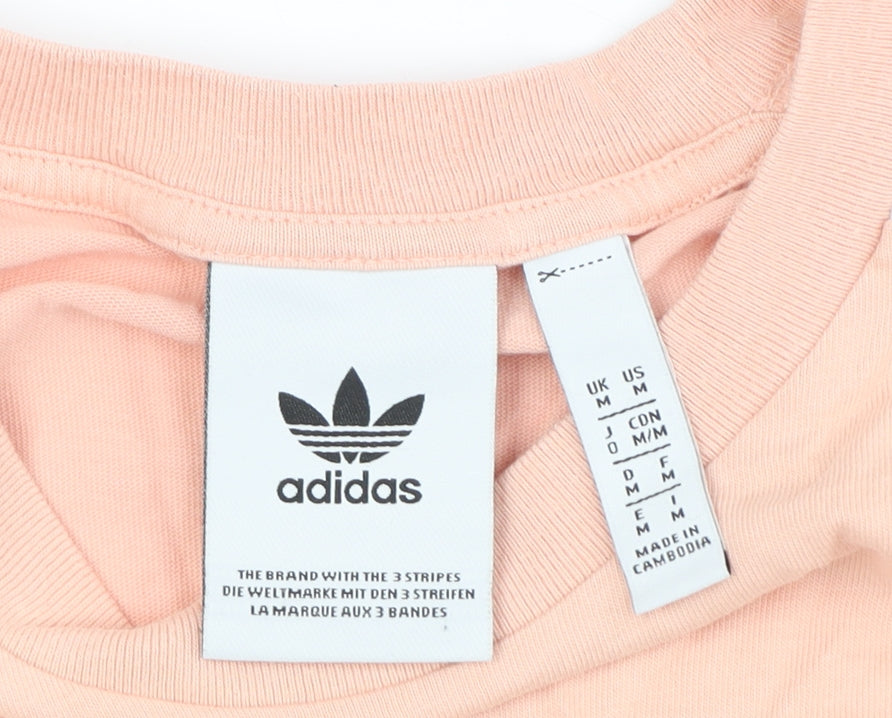 Adidas Unisex Pink White T-Shirt M Crew Neck Raglan