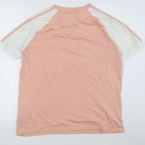 Adidas Unisex Pink White T-Shirt M Crew Neck Raglan