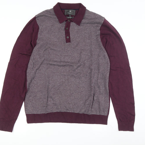 Marks and Spencer Men's Purple Collared Pullover Jumper M
