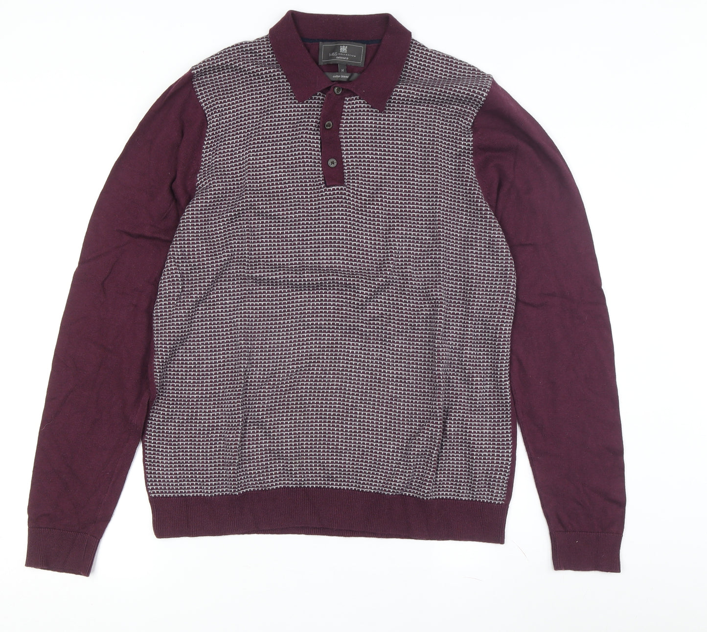 Marks and Spencer Men's Purple Collared Pullover Jumper M