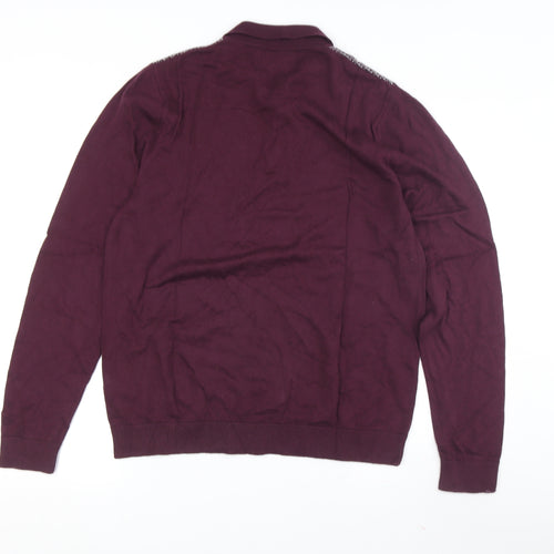Marks and Spencer Men's Purple Collared Pullover Jumper M