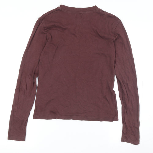 Calvin Klein Unisex Brown V-Neck T-Shirt L