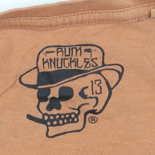 Rum Knuckles Men Brown Graphic Skull T-Shirt L