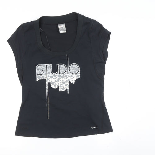 Nike Women's Black T-Shirt, Size S, Slim Fit, Sports
