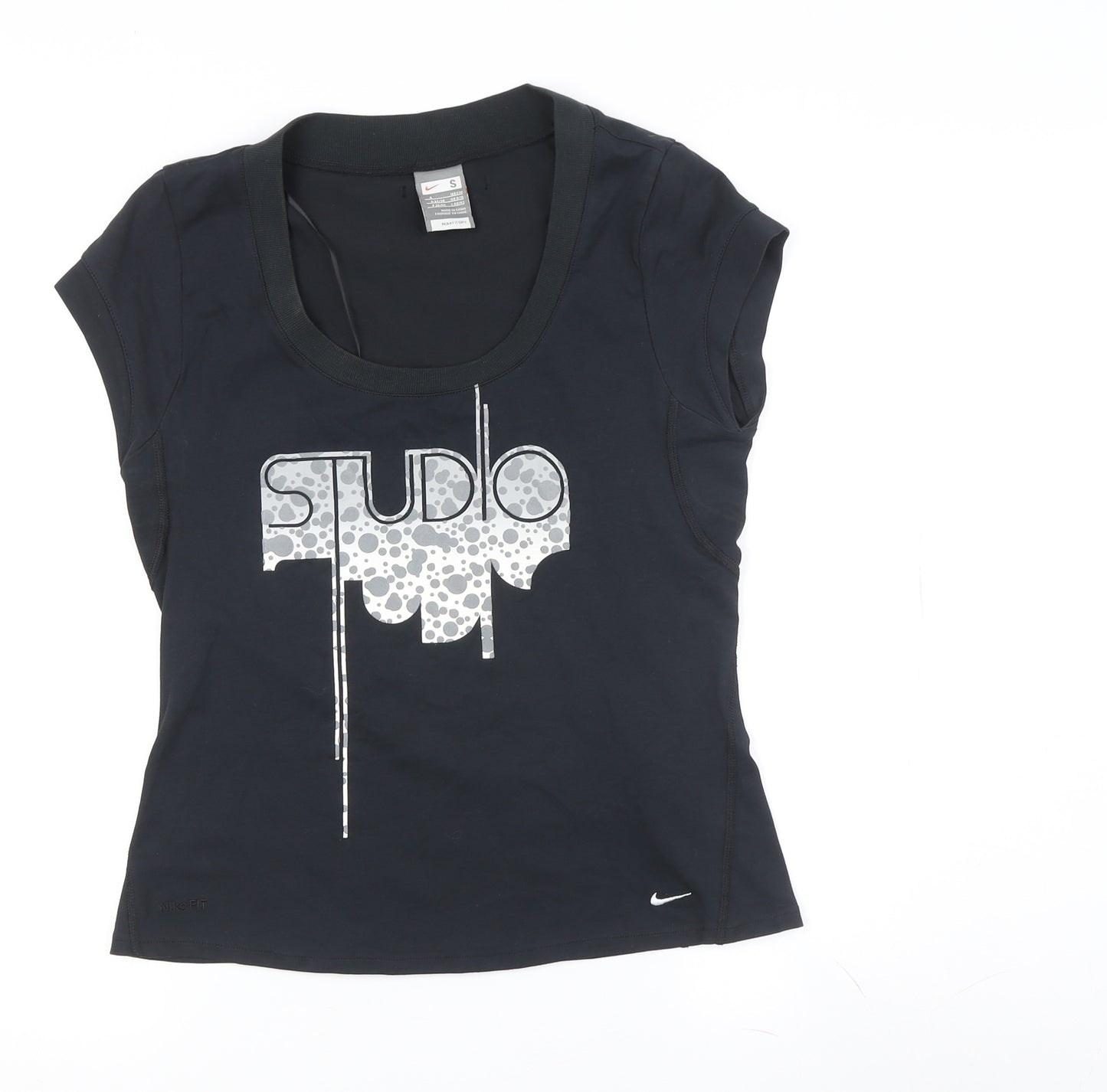 Nike Women's Black T-Shirt, Size S, Slim Fit, Sports