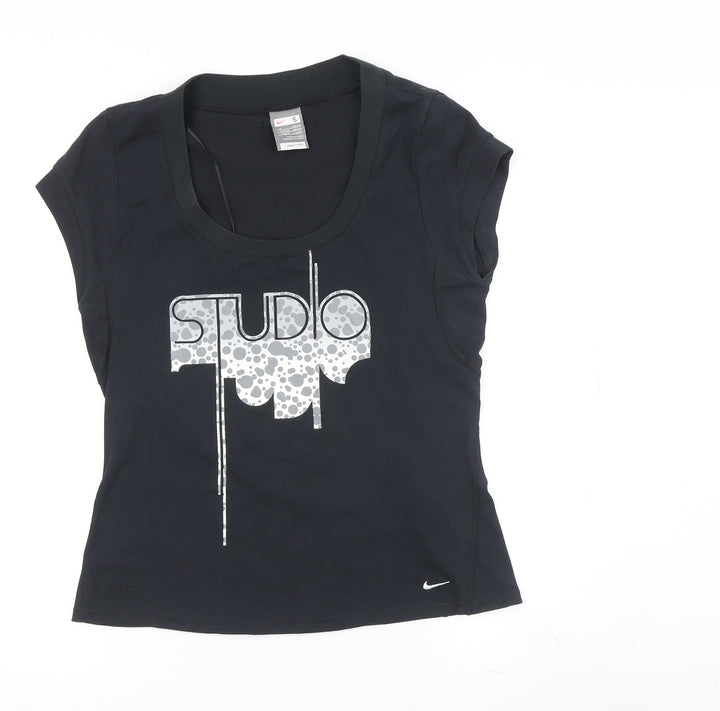 Nike Women's Black T-Shirt, Size S, Slim Fit, Sports