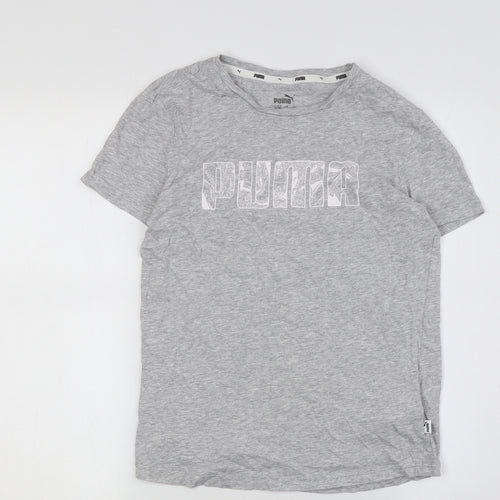 Puma Boys Grey Graphic Print T-Shirt, Crew Neck, 13-14 Years