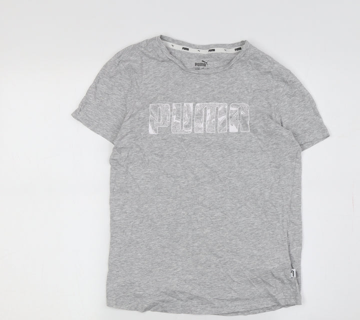 Puma Boys Grey Graphic Print T-Shirt, Crew Neck, 13-14 Years