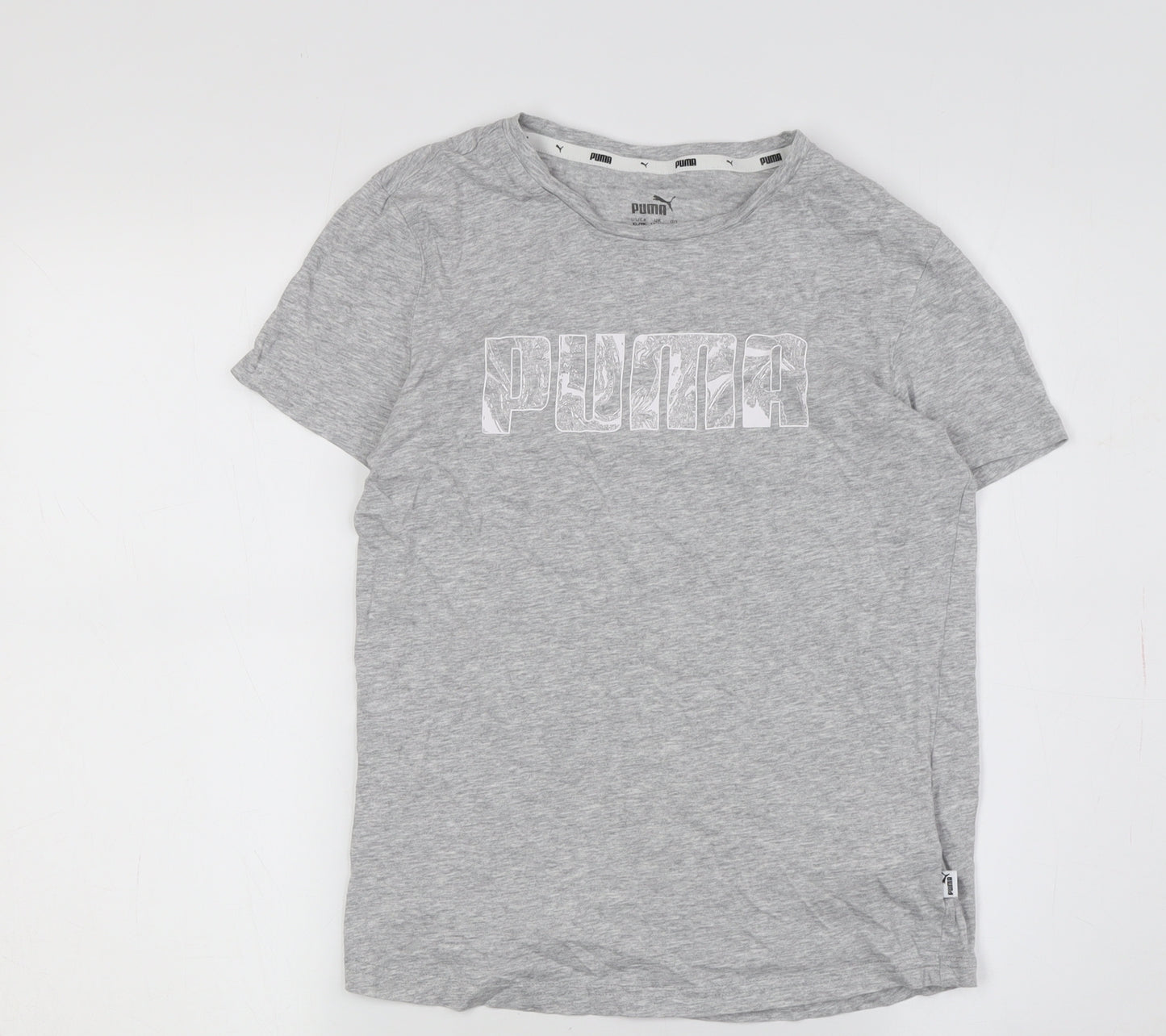 Puma Boys Grey Graphic Print T-Shirt, Crew Neck, 13-14 Years