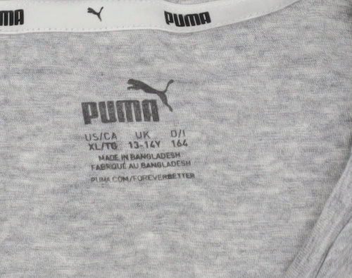 Puma Boys Grey Graphic Print T-Shirt, Crew Neck, 13-14 Years