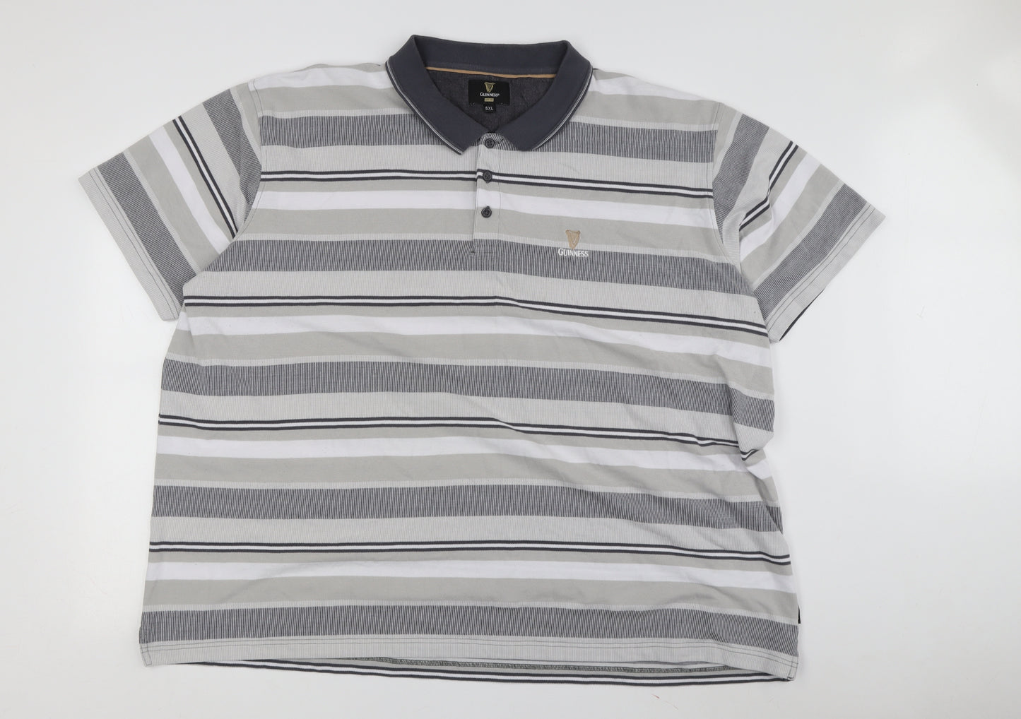Guinness Grey Striped Men's 5XL Polo Shirt