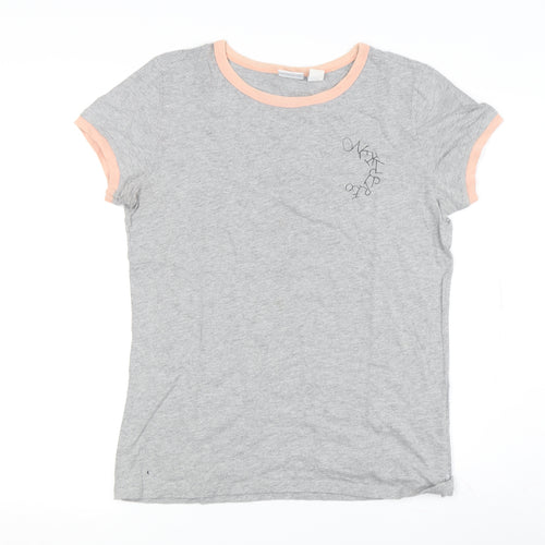 O'Neill Women's Grey Ringer T-Shirt - Medium