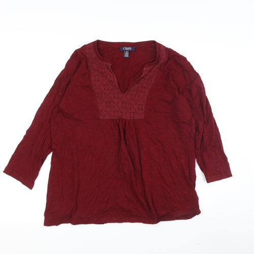 Chaps Women’s Red Tunic 3/4 Sleeve Blouse Size L