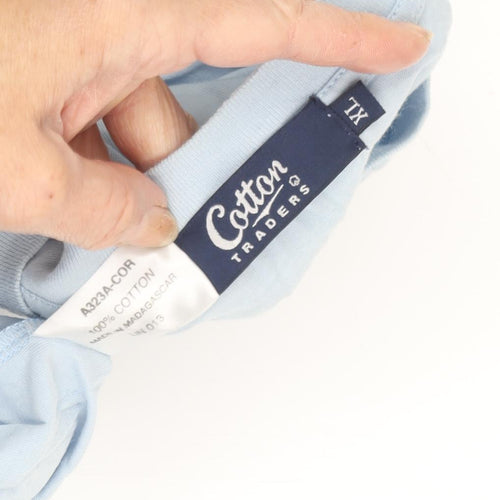 Cotton Traders Men's Blue Crew Neck T-Shirt TX Size