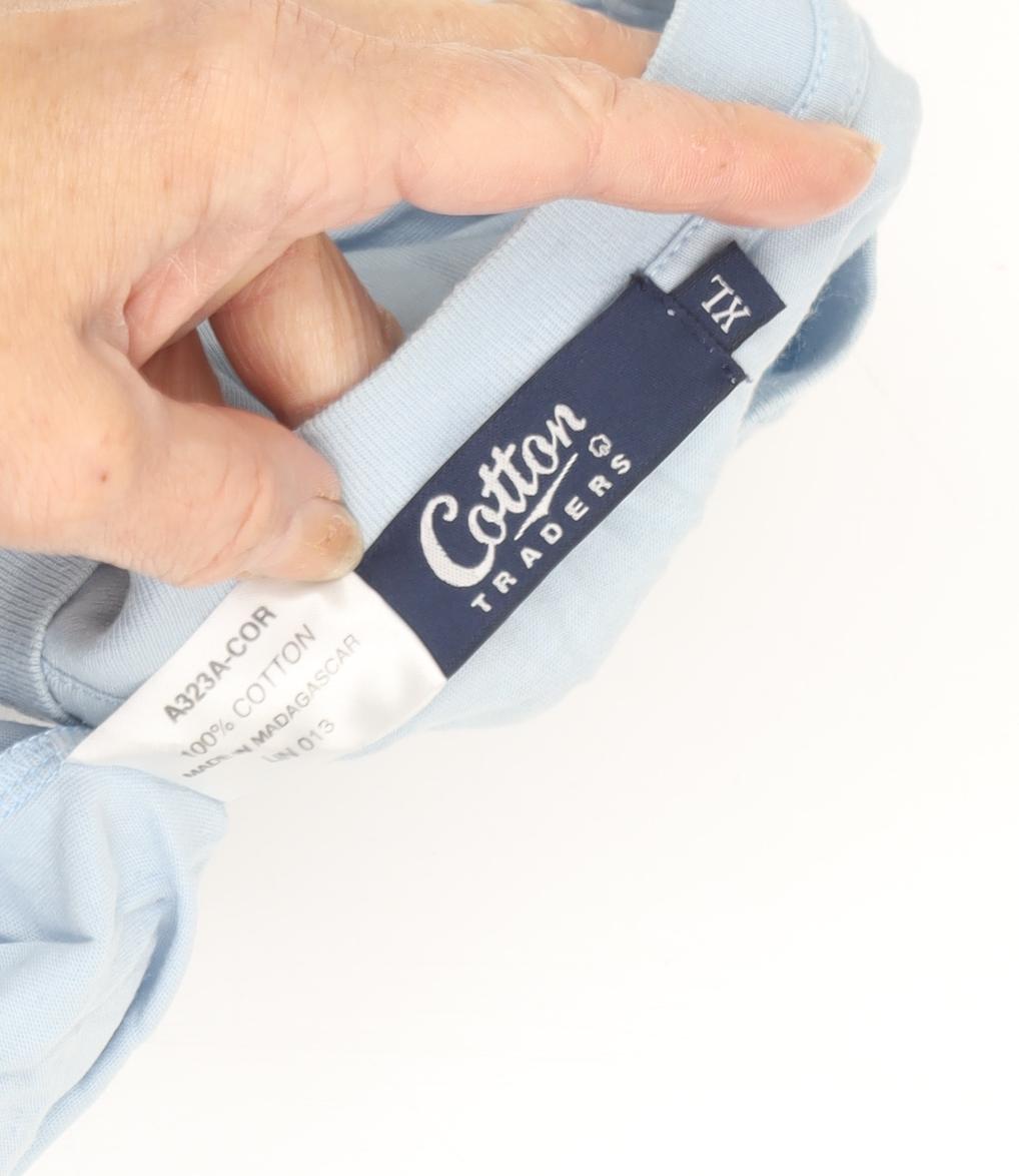 Cotton Traders Men's Blue Crew Neck T-Shirt TX Size
