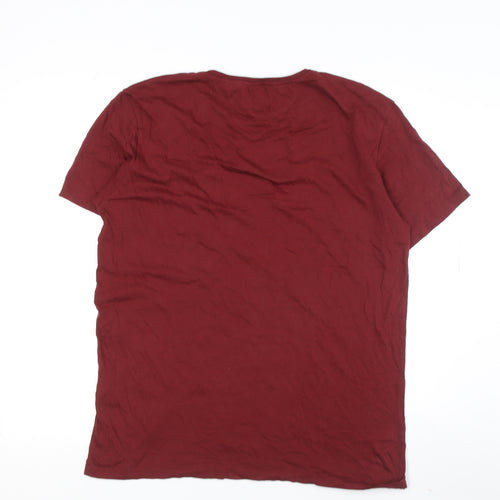 Zara Men's Red Crew Neck T-Shirt Size L