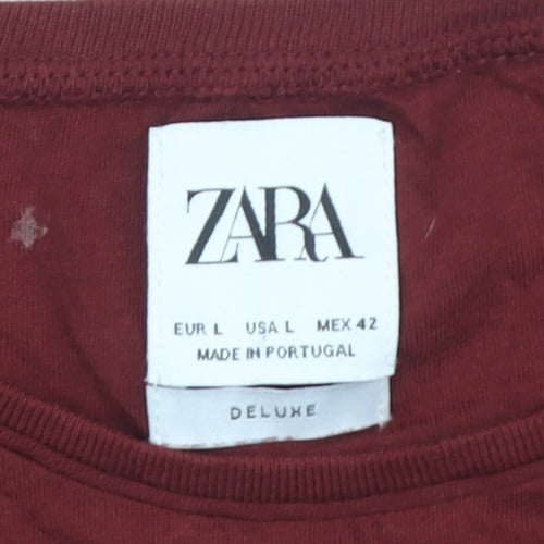 Zara Men's Red Crew Neck T-Shirt Size L
