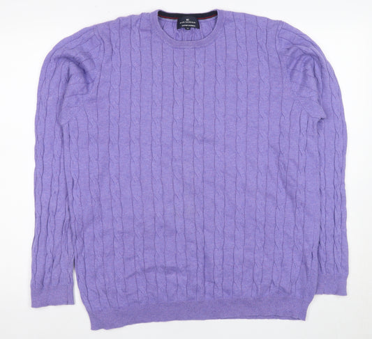 Marks and Spencer Men's Purple XL Cable-Knit Jumper