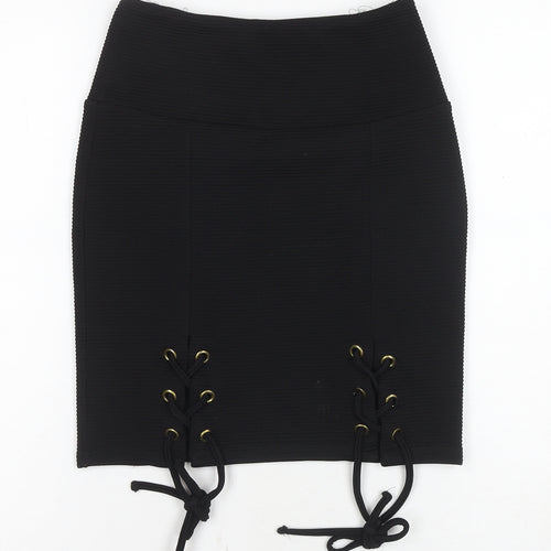 ASOS Women's Black Lace Up Pencil Skirt, Size 6, Elegant Style