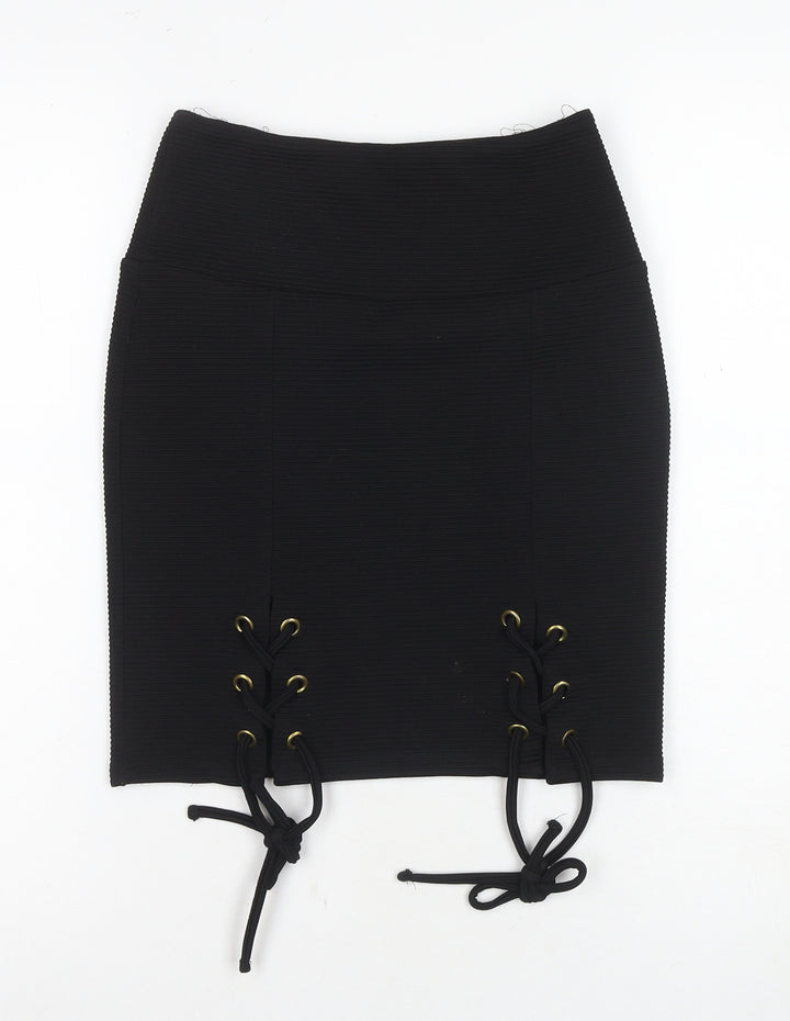ASOS Women's Black Lace Up Pencil Skirt, Size 6, Elegant Style