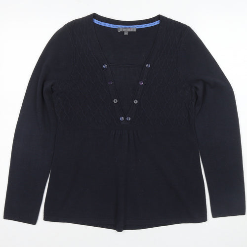 Marks and Spencer Women’s Black Henley Jumper Size 12