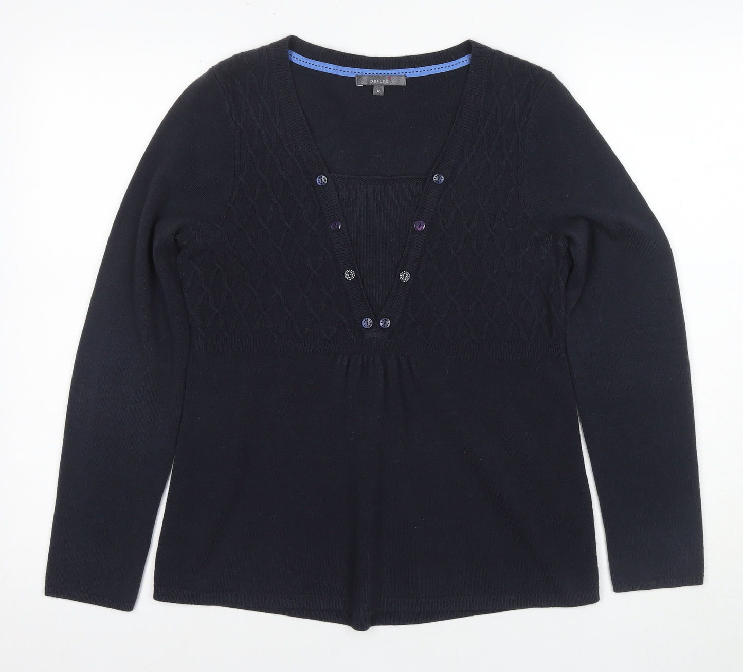 Marks and Spencer Women’s Black Henley Jumper Size 12