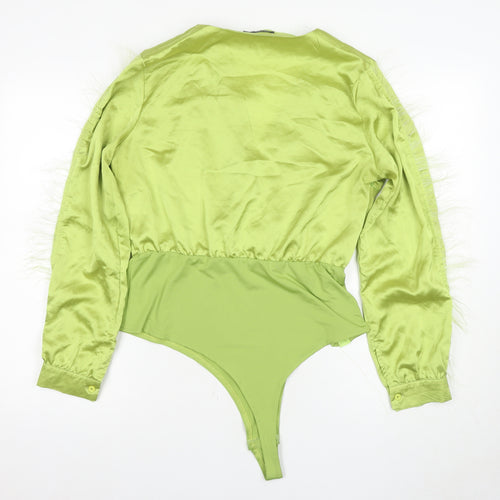 Boohoo Women's Green Satin Bodysuit Size 16