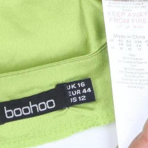 Boohoo Women's Green Satin Bodysuit Size 16