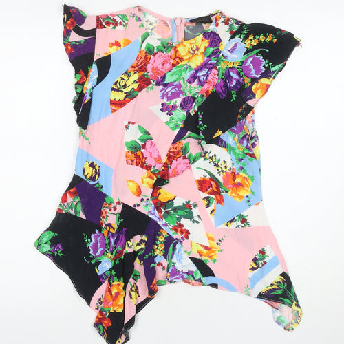 Topshop Women's Multicolour Floral Tunic Blouse Size 10