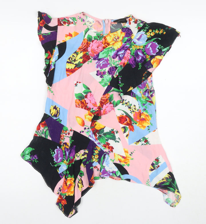Topshop Women's Multicolour Floral Tunic Blouse Size 10