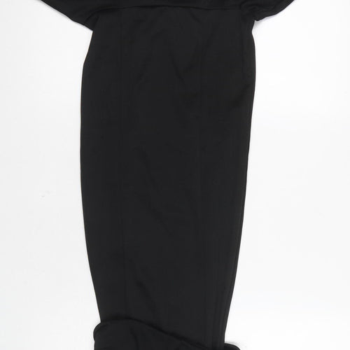 PrettyLittleThing Women's Black Off-Shoulder Midi Dress, Size 8