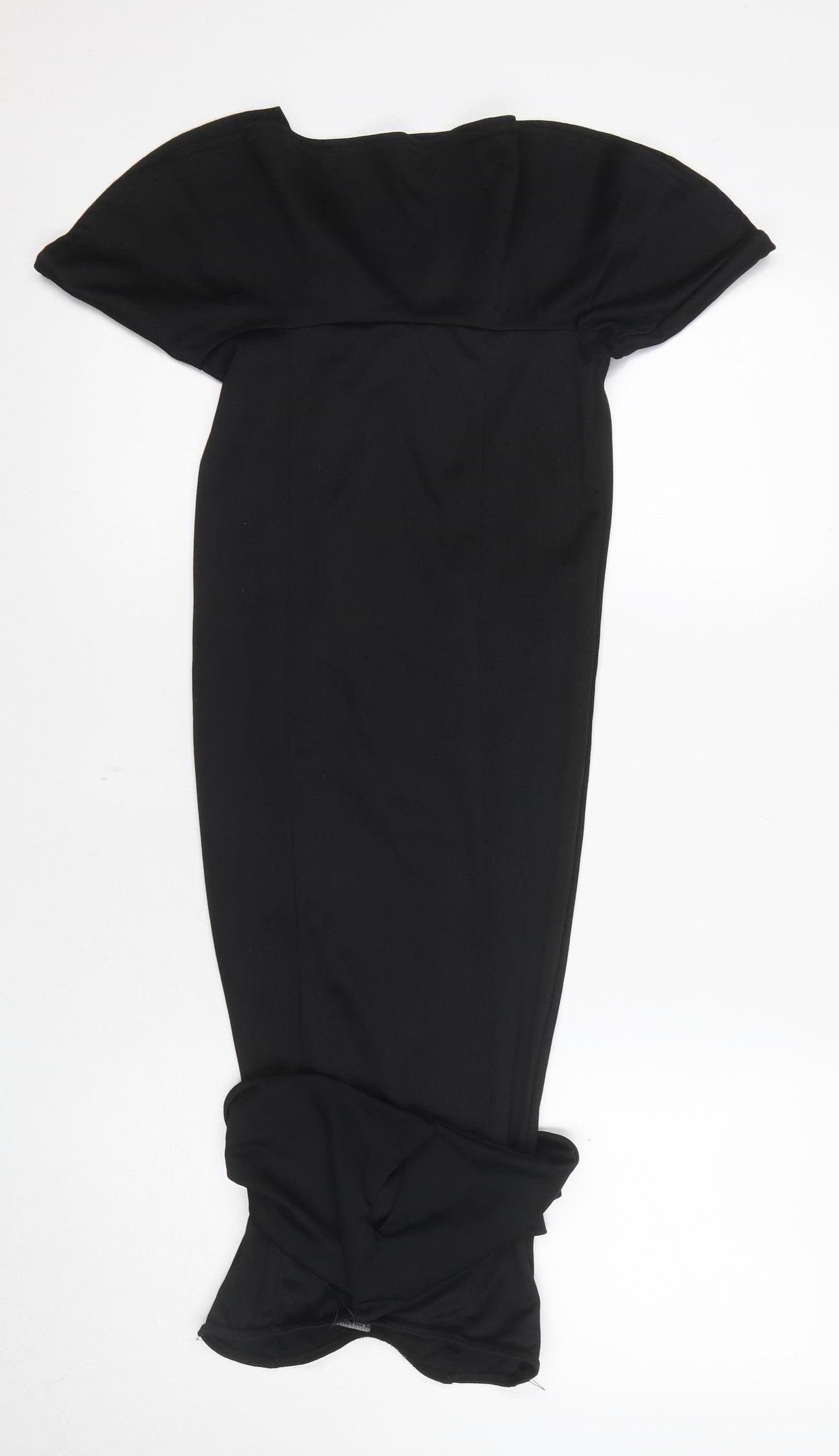 PrettyLittleThing Women's Black Off-Shoulder Midi Dress, Size 8