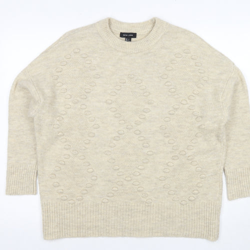 New Look Women's Beige Crew Neck Jumper, Size S, Casual Knit