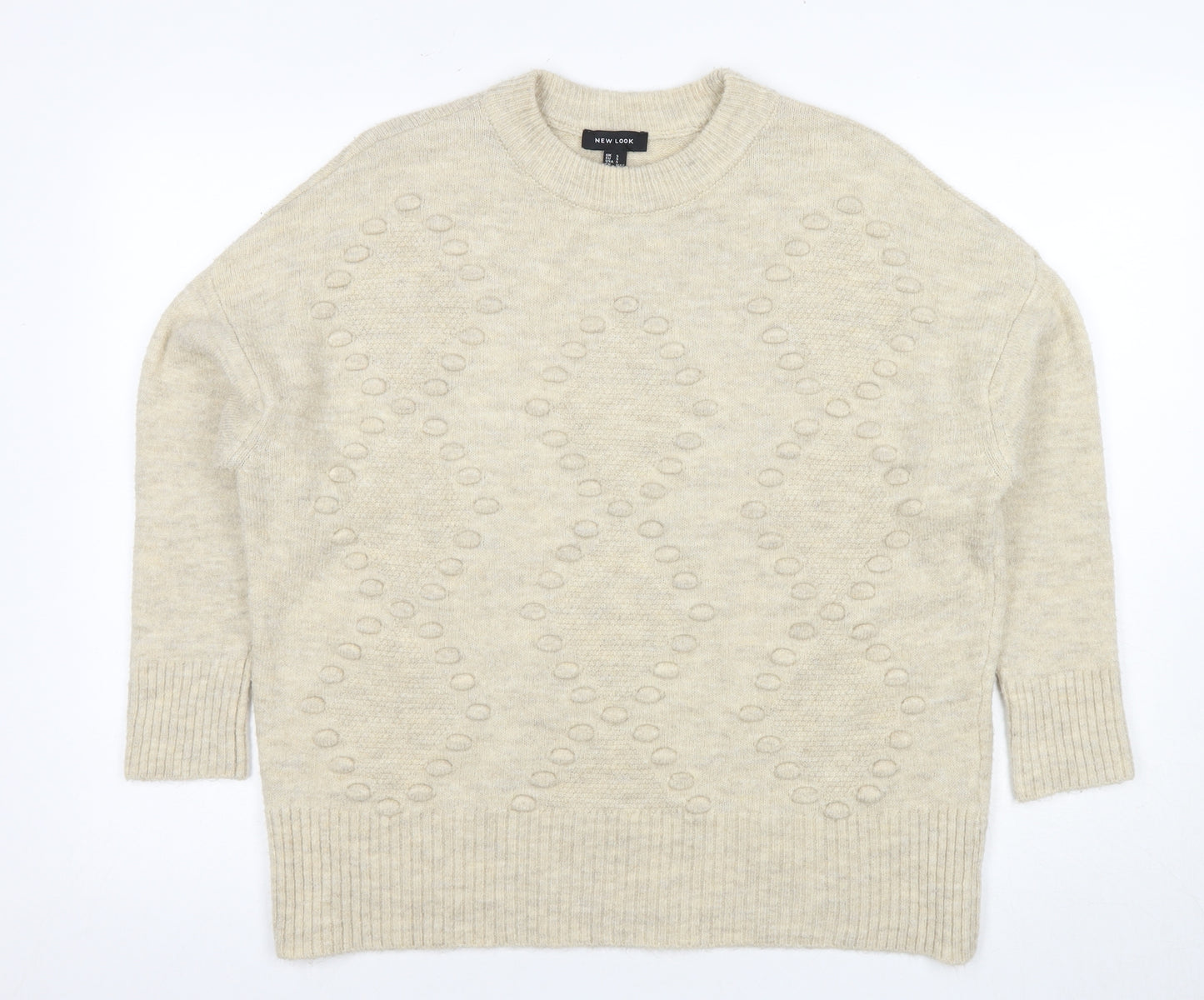 New Look Women's Beige Crew Neck Jumper, Size S, Casual Knit