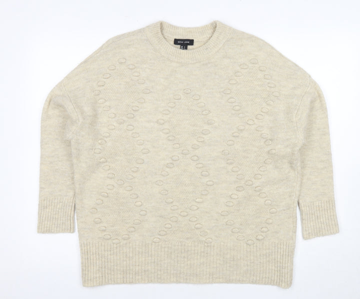 New Look Women's Beige Crew Neck Jumper, Size S, Casual Knit