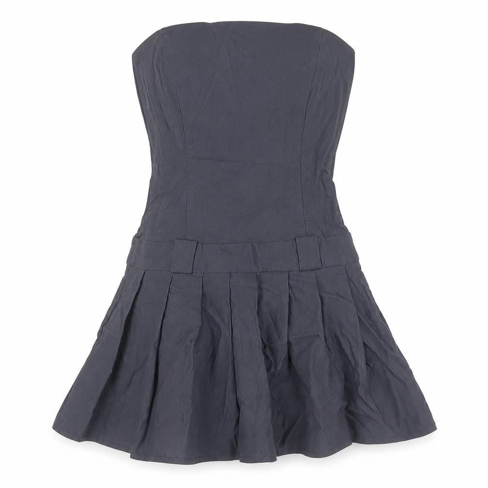 Front view of Motel Rocks Women's Grey A-Line Mini Dress XS