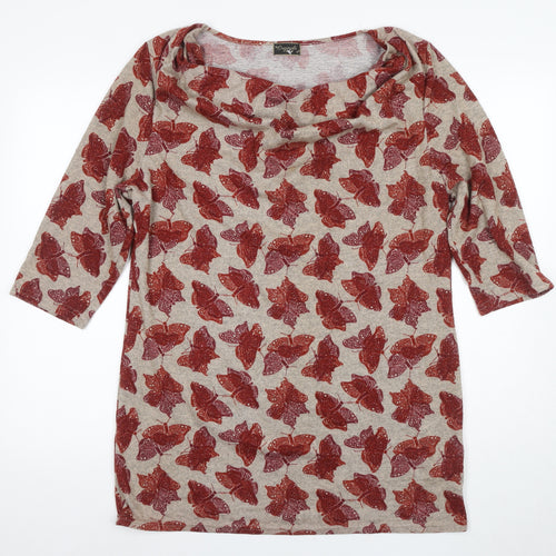 Oyuna Women's Beige Floral Tunic Blouse Size 18