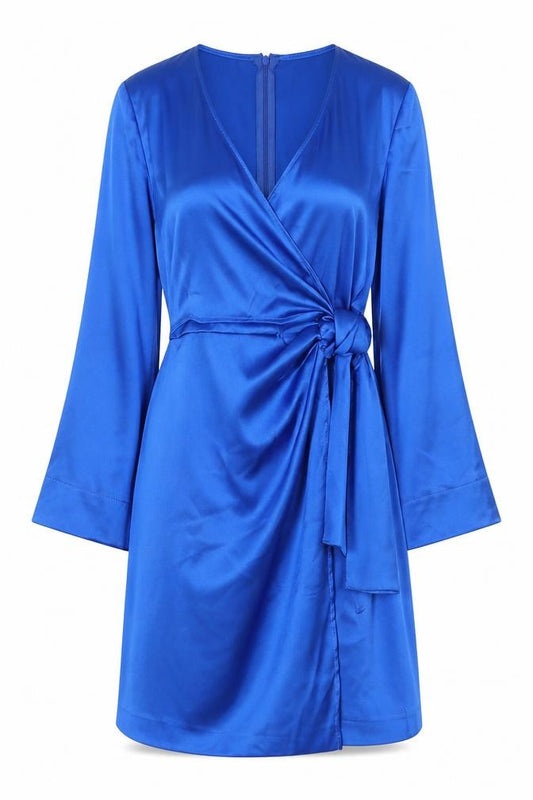 Front view of Zara Women’s Blue XS Wrap Dress for Party