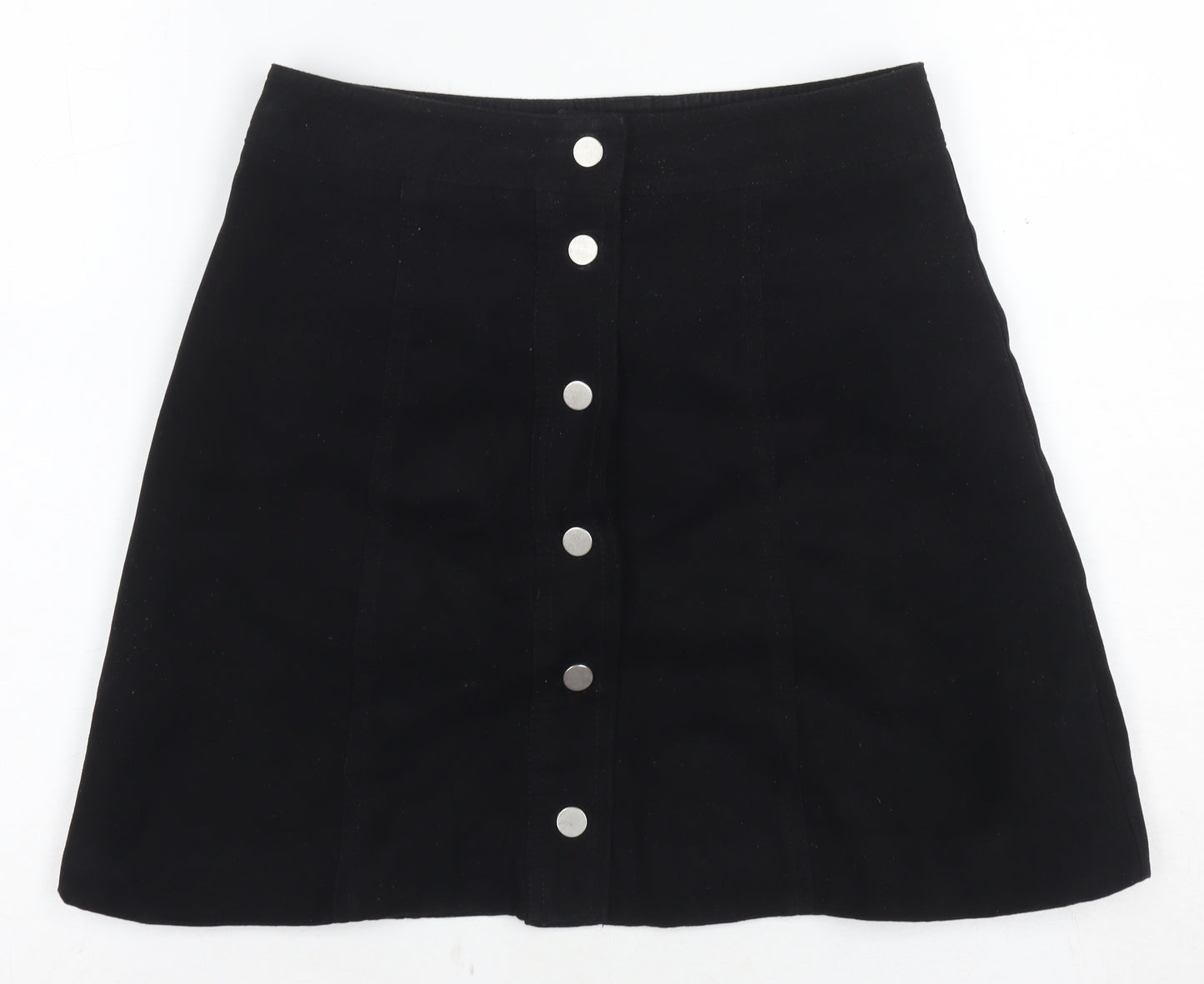 H&M Women's Black A-Line Button Skirt, Size 6, Polyester