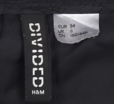 H&M Women's Black A-Line Button Skirt, Size 6, Polyester
