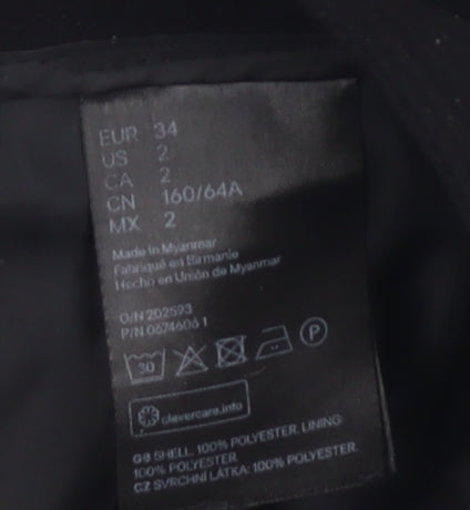 H&M Women's Black A-Line Button Skirt, Size 6, Polyester