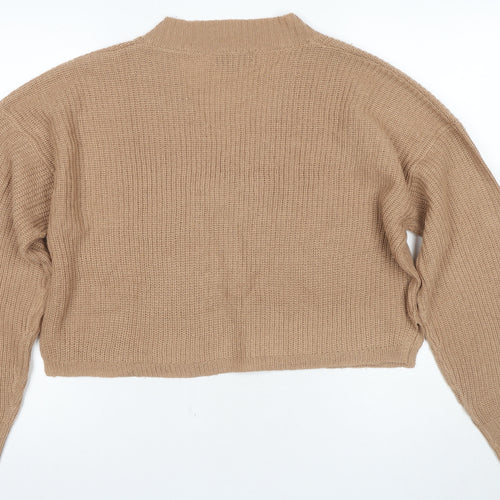 Missguided Women's Beige V-Neck Pullover Jumper, Size 12