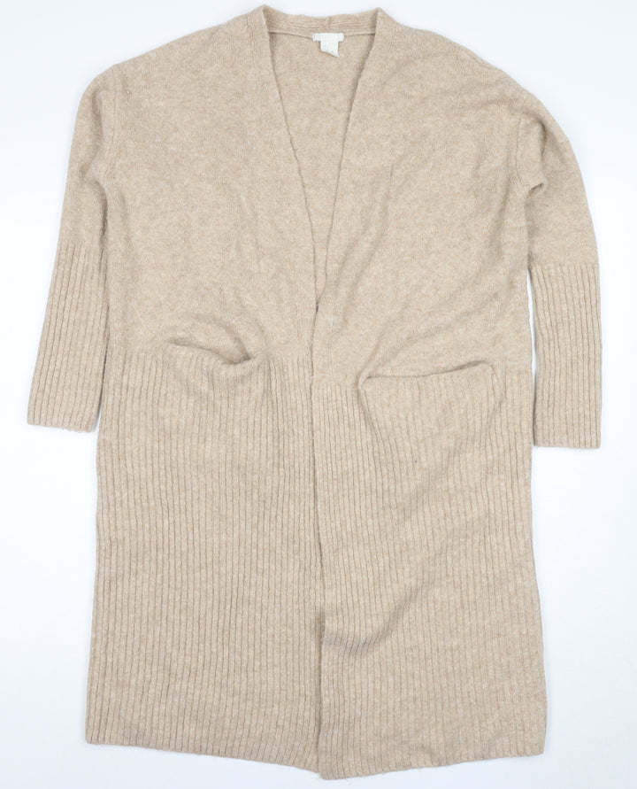 H&M Women's Beige Knit Cardigan, Size S, V-Neck