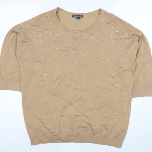 Bonmarche Women's Beige Beaded Top Size 16