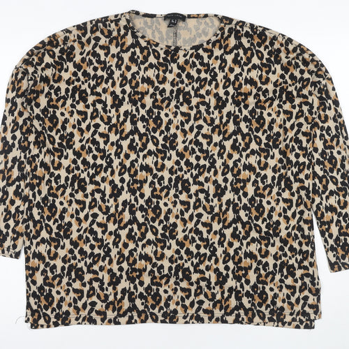 New Look Women’s Multicoloured Animal Print Top, M, Casual